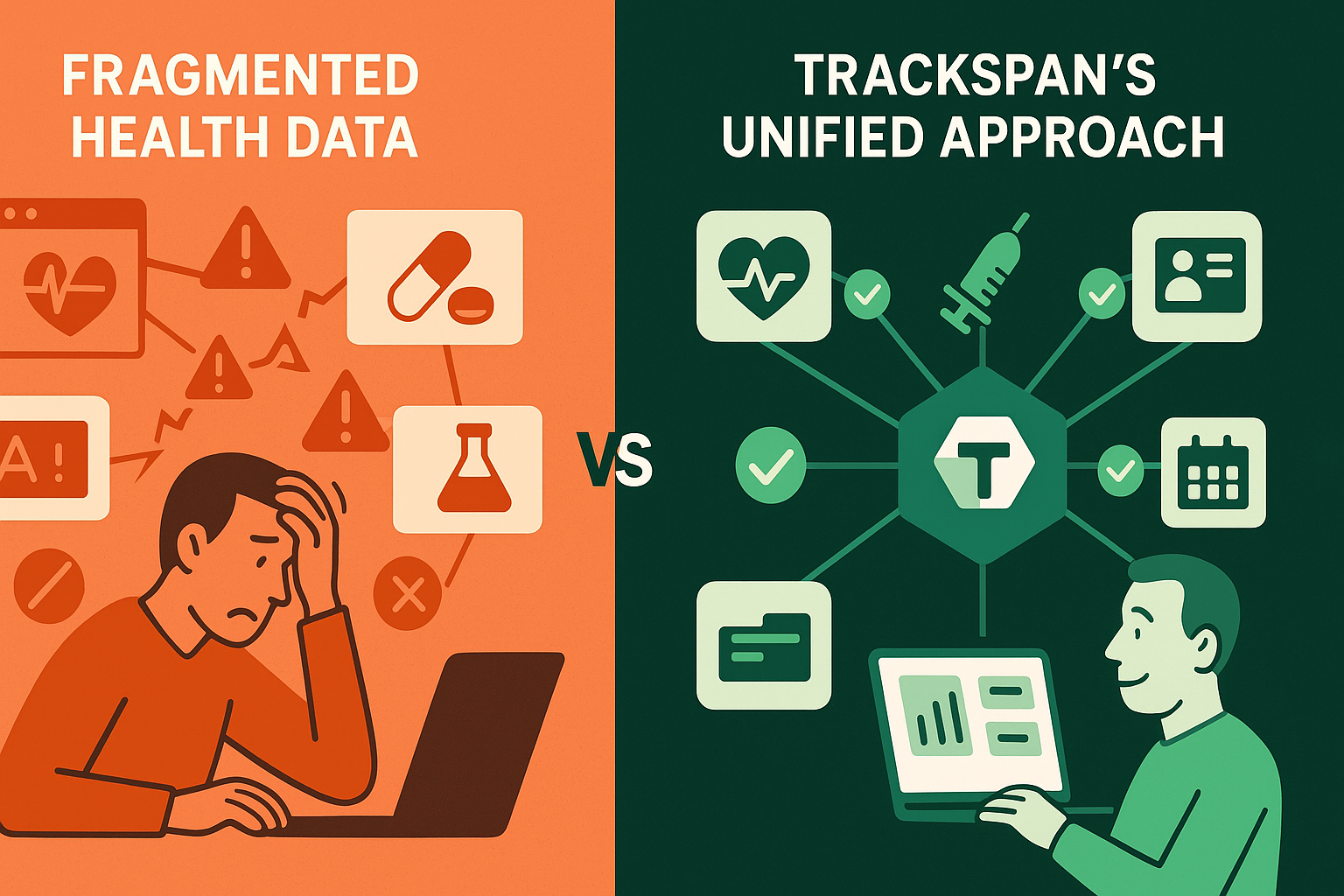 The Health Data Divide: Contrasting fragmented health data with Trackspan's unified approach